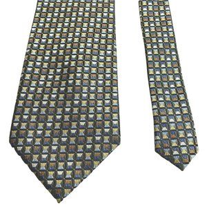 Bruno Rossi Designer 100% Silk Tie‎ Mens Geometric Multicolor Squares Necktie